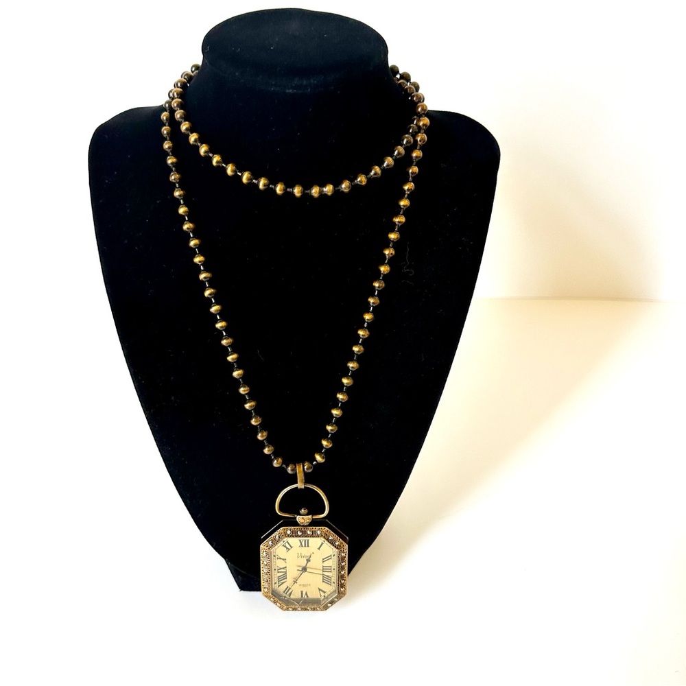 VIVANI Vintage Pocket Watch Pendant Necklace - Handmade